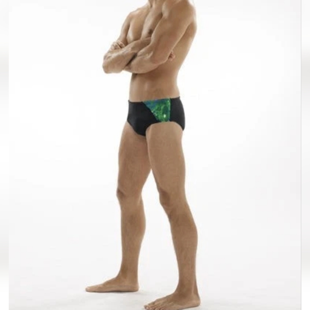 Speedo Men Endurance Swim Brief Splash Spliced Black Size 38 Swimsuit NWOT